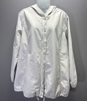 Eddie Bauer Seattle Women XXL Jacket Beige Long Rain Trench Coat Waterproof